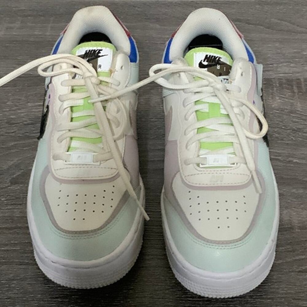 Nike Air Force 1 Shadow White Multi Color Sneakers Women’s Size 8 USED